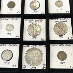 Silver Dollars, Walking Liberty Half Dollars, Standing Quarters Etc
