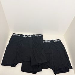 Supreme Hanes Black Boxer Briefs 2 Pack XL Cotton Underwear Logo Waistband