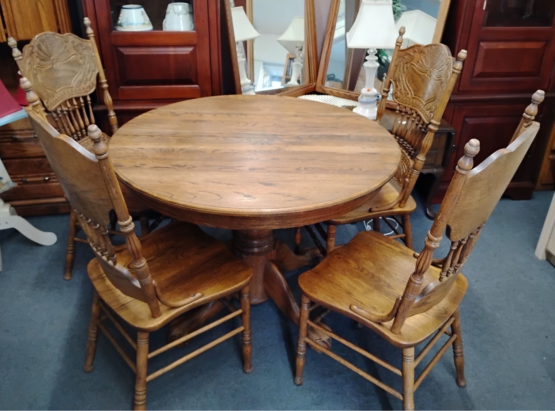 Ronnoco Solid Oak American Farmhouse Table & Chairs