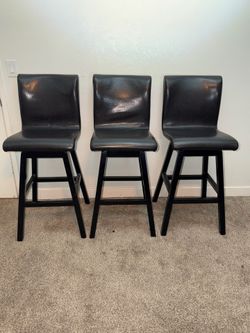 Modern Black Swivel Bar Stools Set of (3)