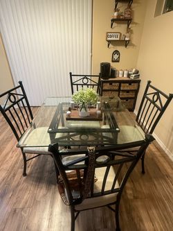 Glass Top Dining Table with 4 Chairs