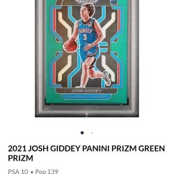 Josh Giddey Green Prizm Psa 10