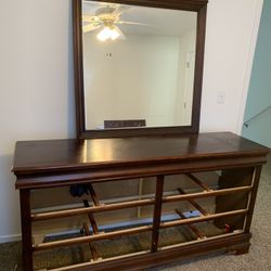 Dresser, Mirror, And Two End Tables