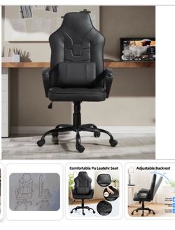 NEW Newnno Leather Office Chair With Wheels High Back Computer Desk Chair