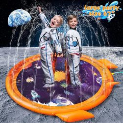 Splash Pad Outdoor Sprinkler for Kids 67'' Non-Slip Splash Play Mat Baby