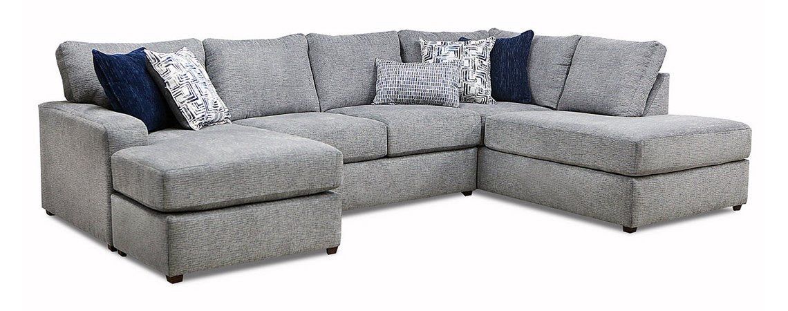 New 2 Piece Upholstered Grey Gray Sectional * Overall Dimensions: 126"D x 93"L X 40"H * LAF Sofa/Chaise: 93”L X 40”D X 40”H * RAF Bump Chaise: 40”L