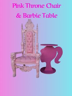 Pink throne And barbie Table Rent only