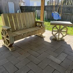 Wood Bench And Table For Patio