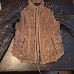 Women's cowhide and goatskin vented riding jacket