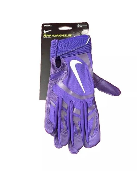 New Nike Alpha Huarache Elite Batting Gloves Baseball Mens Purple CV0696-552 Sizes XL