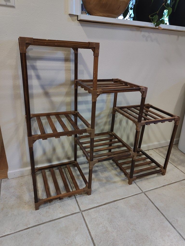 Wood Plant Stand & Shelves
