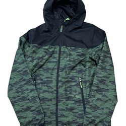 Champion Women’s Matrix Green Black Colorblock Hooded Windbreaker Jacket Size L