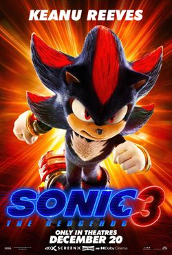 Sonic The Hedgehog 3 Movie Shadow The Hedgehog Regal Cinema Theatre Poster 12x18"