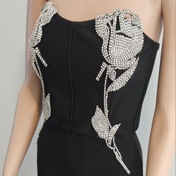 Strapless Rose Black Dress