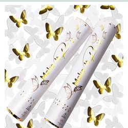 White Confetti Cannon Party Poppers - Butterfly Shaped Confetti Poppers - 2 Pack - Paper Party Cannon Shooters Gun for Wedding, Bridal Shower, Birthda
