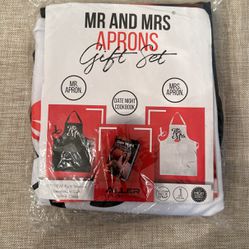 *New* Mr And Mrs Aprons W/ Date Night Cookbook