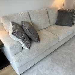 Plush White/Grey Sofa