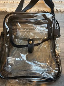 Clear Bag for Stadium Events | PVC Waterproof Crossbody Purse for Men and Women with Adjustable Strap | Tote Lunch Bag for Sports, Concerts, Work, Tra