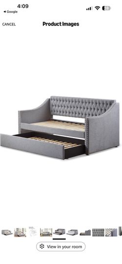 Dark Gray Tufted Daybed with Trundle