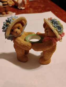 Twin Bears Cherished Teddies - Club Exclusive Glass Stem Vase -