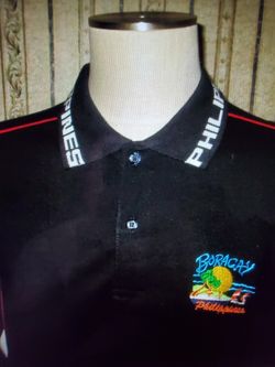 Men's BORACAY PHILIPPINES black polo shirt. Size XL