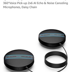Bluetooth Conference Speakerphone SP300KIT 2pk Bundle, up to 16 Attendees, 18H Call Time, 360°Voice Pick-up 2x6 AI Echo & Noise Canceling Microphones,