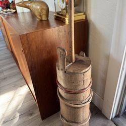 antique wooden plunge butter churn