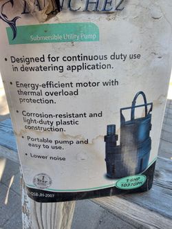 Lanchez Submersible Utility Pump 1/6 HP 1450GPH