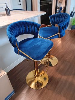 Navy blue velvet barstools