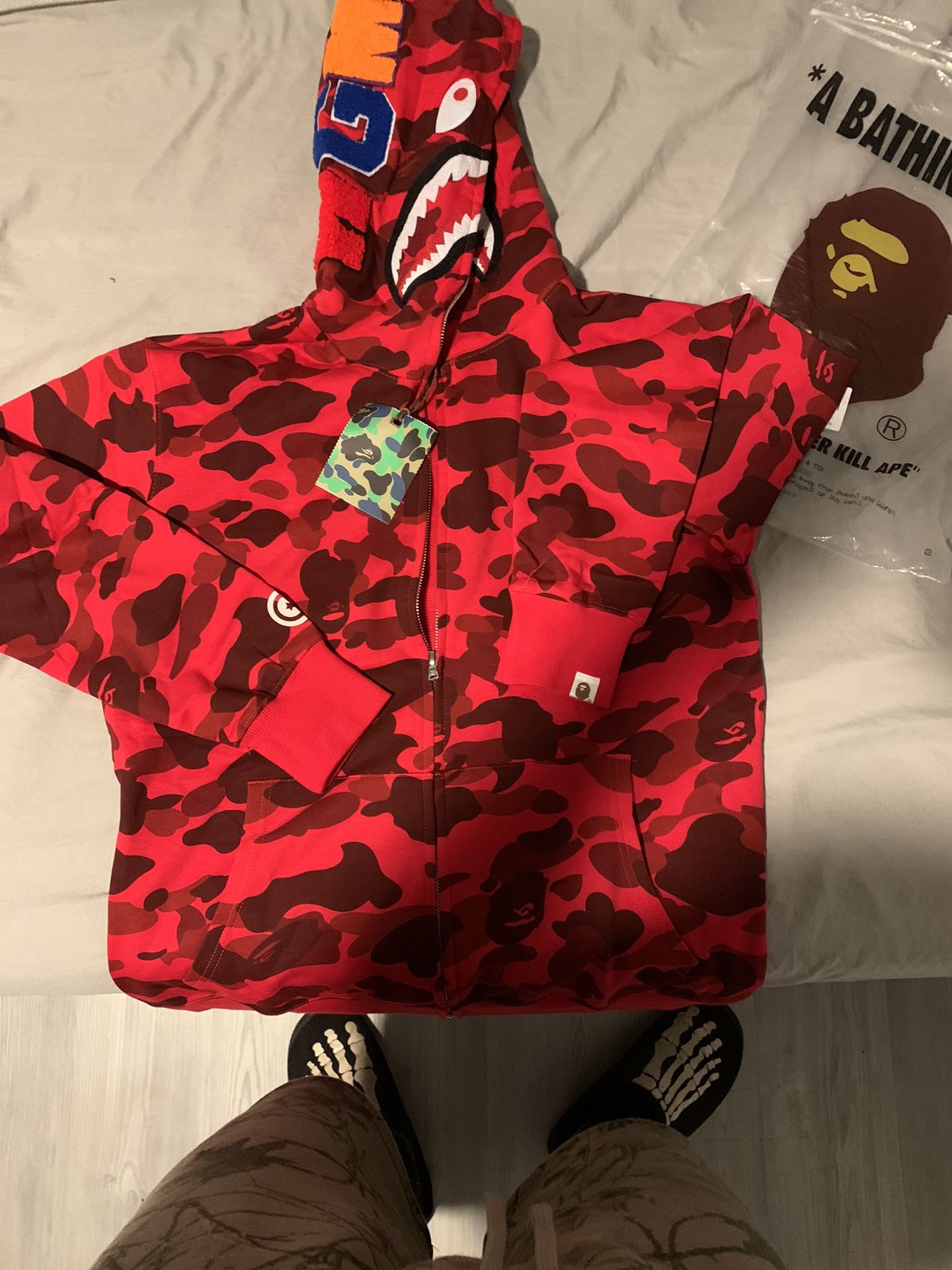 Red Bape Zip Up Hoodie