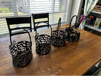 Vintage Style Metal Open Weave Wire Decorative Baskets – Mixed Set