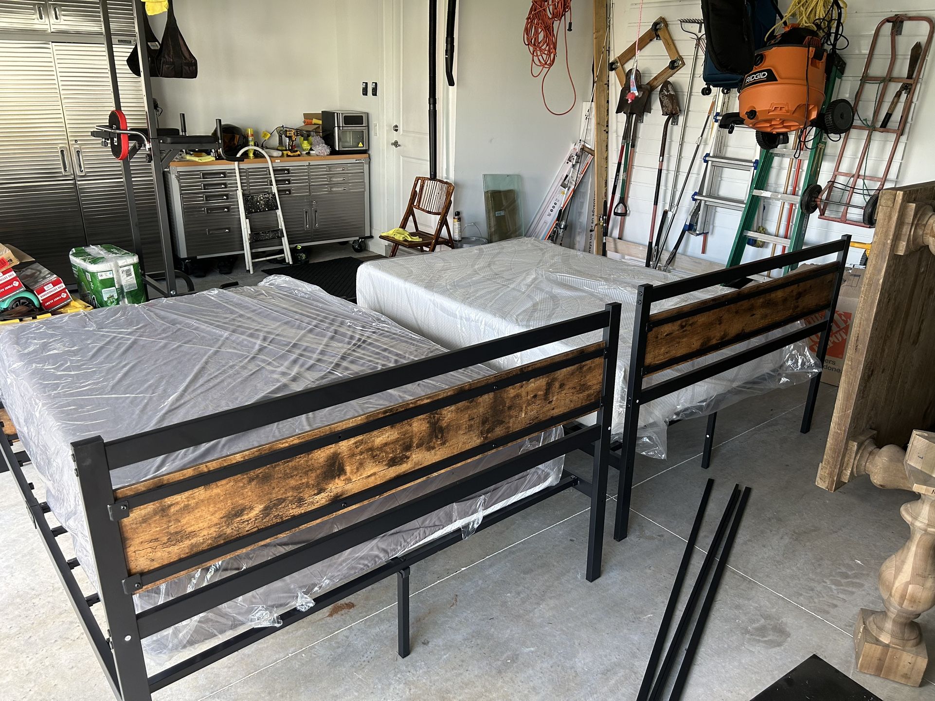 π₯ Modern Wood & Metal Platform Bed Frames w/ Mattresses β Gently Used, Adult Owned ($400 Each OBO)