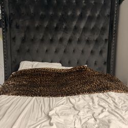 Gray Velvet Headboard 