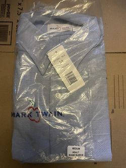 Mark Twain Elderwear Adult medium Short Sleeve Button Up Shirt blue brand new