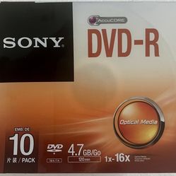 SONY DVD-R AccuCORE 4.7 GB/Go 10 Pack Sealed NEW 