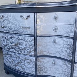 Beautiful Solid Wood Large Grey Silver Lace Dresser Heavy 