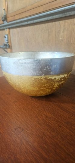 Gold and Silver Two-Tone Decorative Glass Bowl
