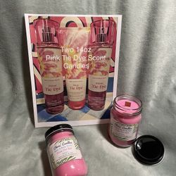 Two 14oz B&BW Pink Tie Dye Scent Candles