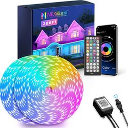 Nexillumi 200ft Outdoor Led Strip Lights Waterproof with Remote 5050 RGB Fancy Rope Lights for Outside Music Sync Exterior LED Lighting Strips, Eterni