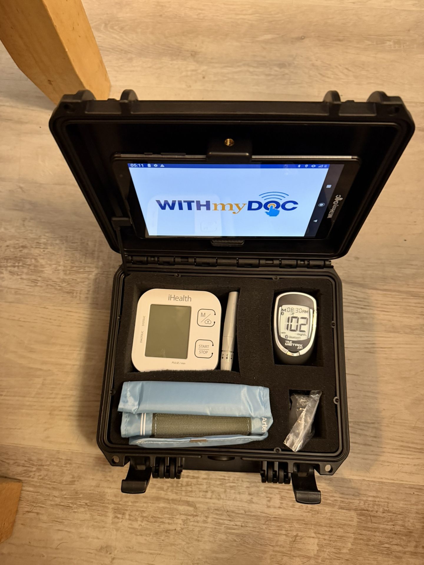 New Home Healthcare Kit Blood Pressure Monitor And Glucose Meter With Android Tablet In Protective Case