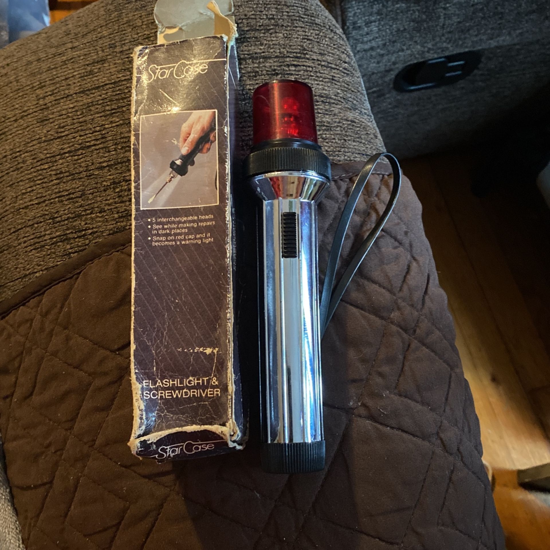 Vintage Star Case Flashlight And Screwdriver
