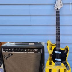 Fender Squier Mustang Electric Guitar and Fender Frontman 25R Amplifier + Extras!