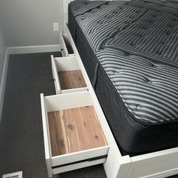 King Size Bed Frame With Pull Out Storage Drawers