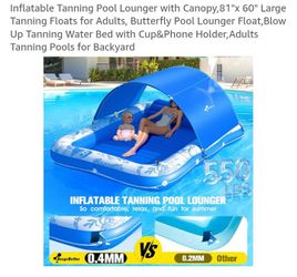 NEW INFLATABLE TANNING POOL LOUNGER WITH CANOPY
