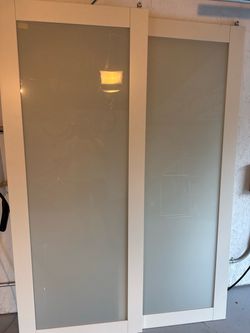 IKEA PAX-Style Sliding Closet Doors, Frosted Glass w/ Track — 59" (fits ~58-60" opening)