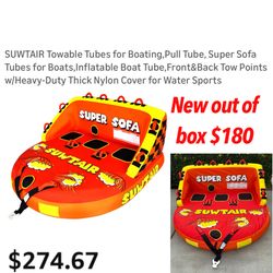 New out of box SUWTAIR Towable Tubes for Boating,Pull Tube, Super Sofa Tubes ,Front&Back Tow Points w/Heavy-Duty Thick Nylon Cover for Water Sports lo