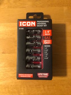 ICON 1/4 in. Drive SAE Professional Universal Joint Shallow Socket Set, 6-Piece