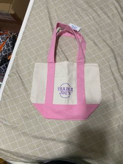 Trader Joe's Mini Canvas Tote Bag Pink