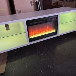 New Electric ⚡️ Fireplace Remote Control Heat  Led Lights 