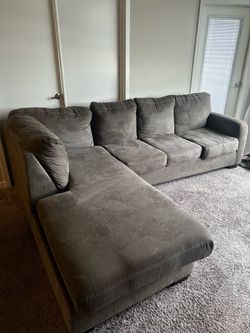 L shaped couch faux suede